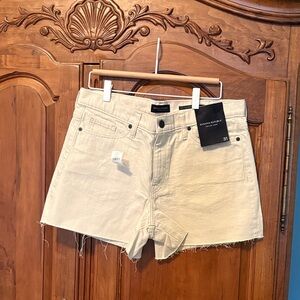 Banana Republic Cream Raw-Hem Premium Denim Shorts